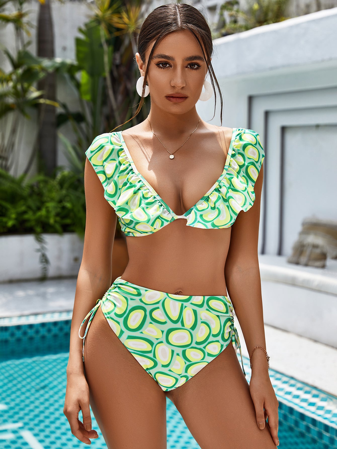 Ruffle store trim swimsuit