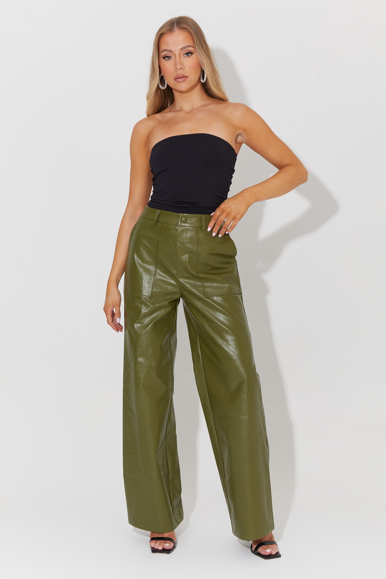 Faux leather wide leg hot sale pants