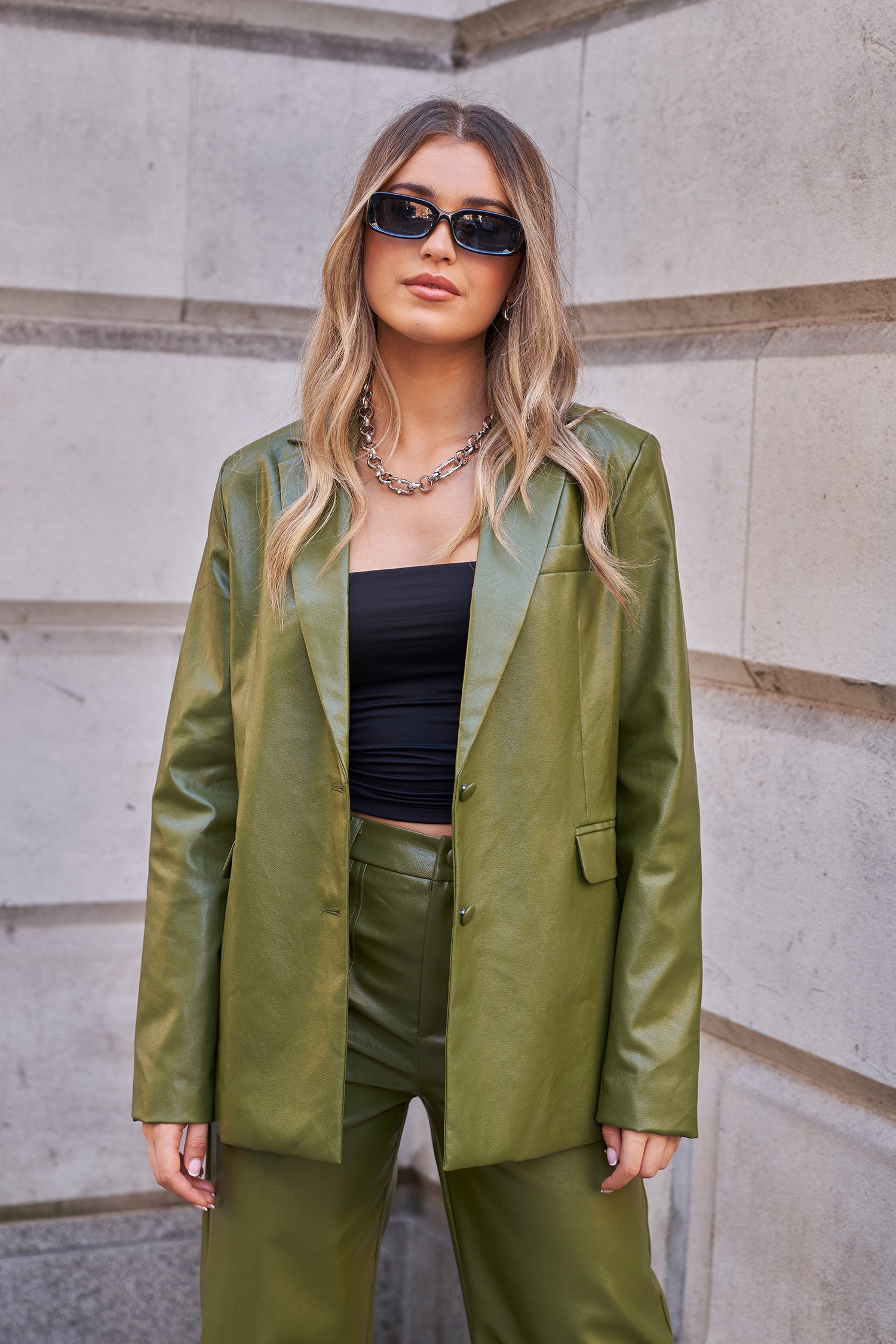 Green on sale oversized blazer